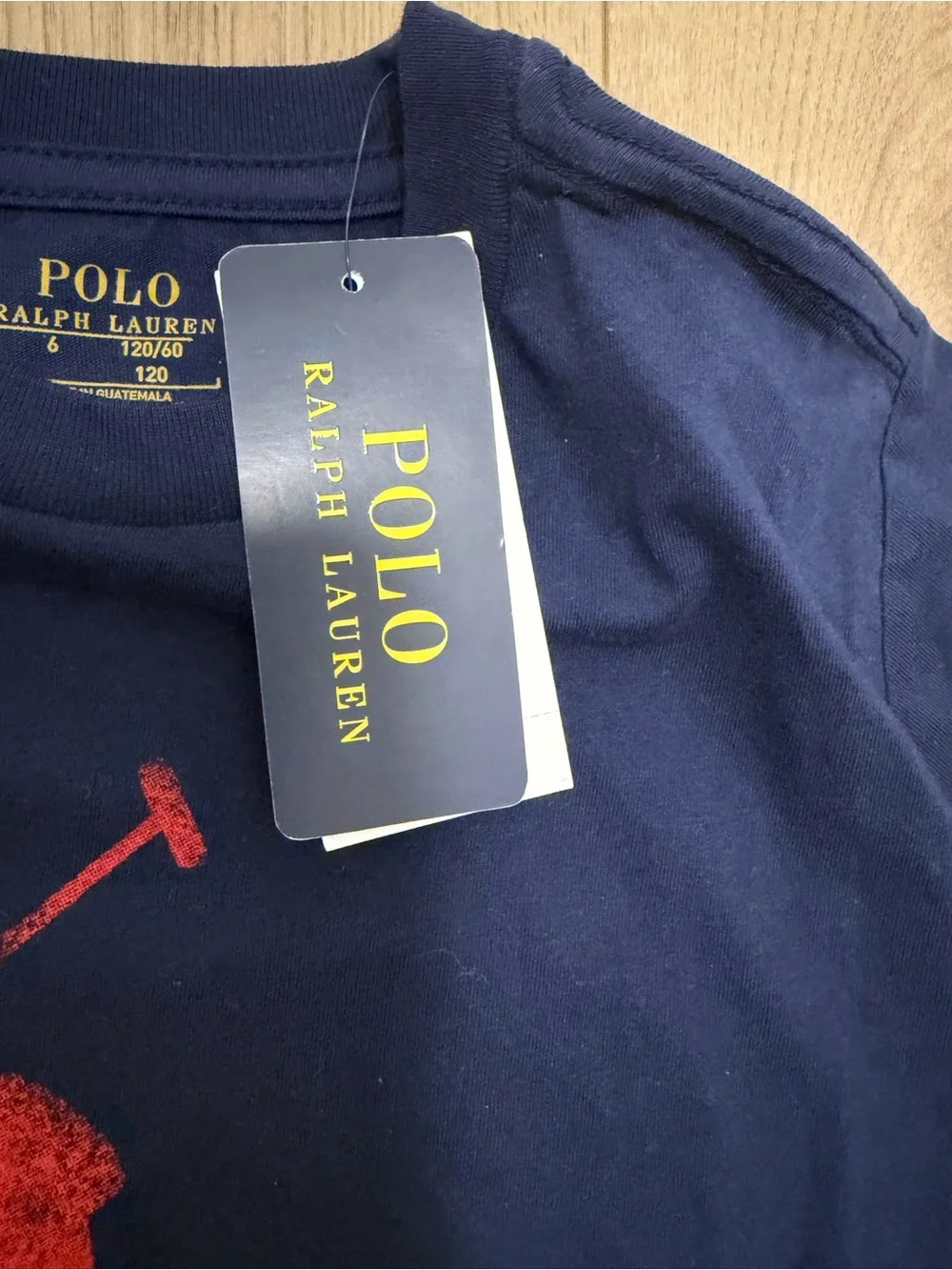 Polo by Ralph Lauren Navy Tee with Red Logo & Gray Drawstring Shorts